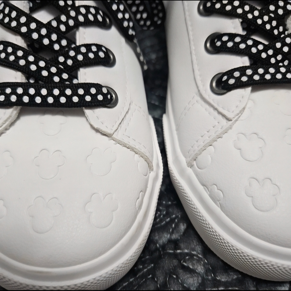 Women’s White Sneakers with Red & Black Minnie Accent - Picture 2 of 6